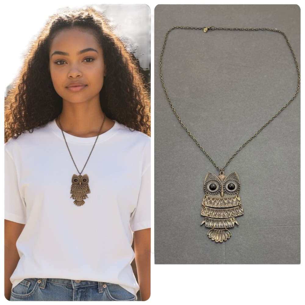 Claire’s Vintage Bronze Owl Pendant Necklace